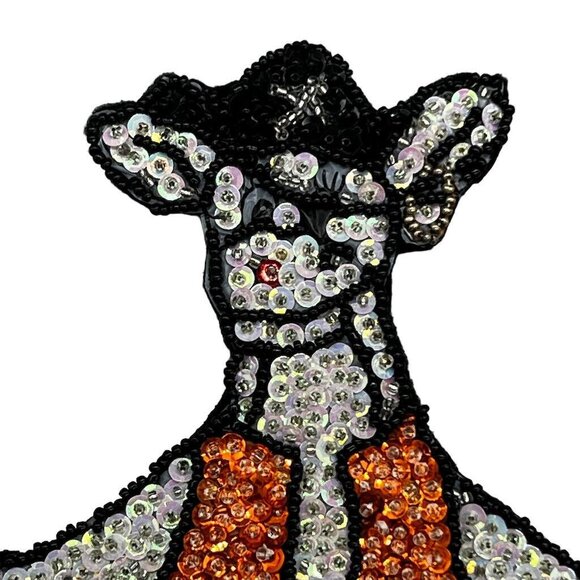 2 Vtg Halloween Cows in Costume Magnets EUC Sequins Beads Pirate Handcrafted - Picture 2 of 12